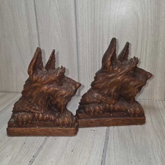 Vtg 60s- 70s Wood Scotty Dog Bookends Anthropomorphic Scottish Terrier MCM  Read - Picture 1 of 9